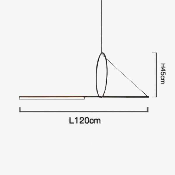 لوستر آویز خطی مدرن مدل circle&Trait در حالت روشن با ابعاد120*45